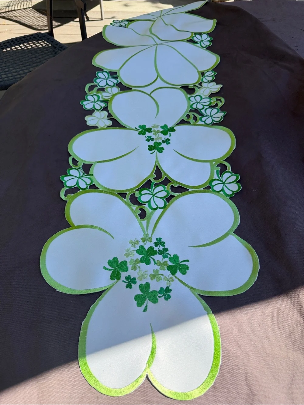 Dubarry of Ireland White and Green Floral Table Runner